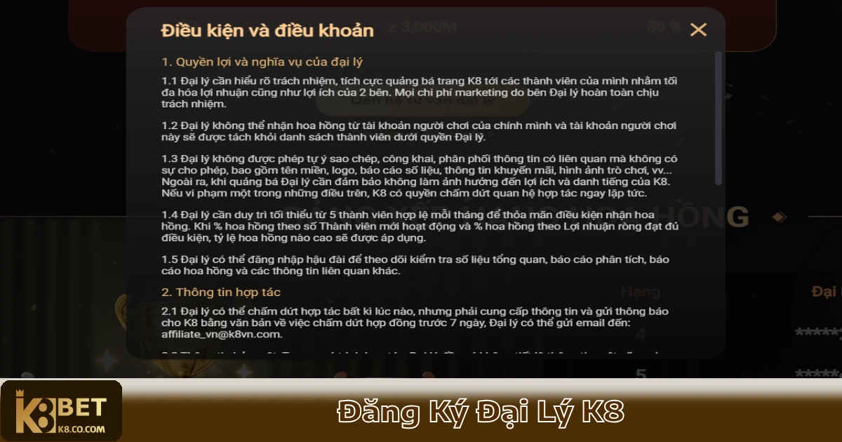 Điều kiện cần có để tham gia chương trình đăng ký đại lý K8