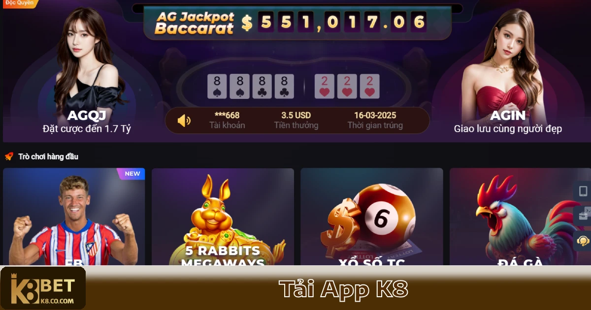 Tải App K8 – Trải Nghiệm Cá Cược Mượt Mà Trên Mọi Nền Tảng 2 Cá cược thể thao, casino, game bài, lô đề chỉ với một cú chạm