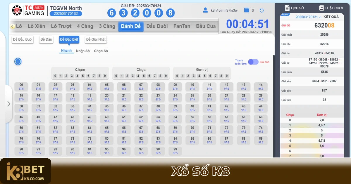 XỔ SỐ K8 2 Xổ số 3 miền – Hệ thống lô đề với tỷ lệ ăn cao